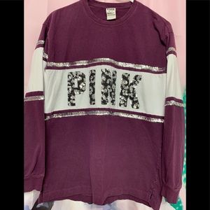 Burgundy and sequined long sleeve shirt